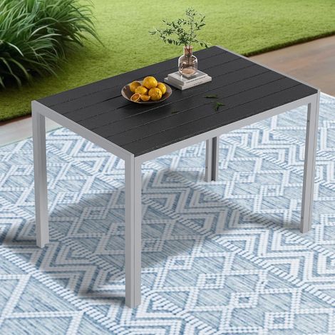 Gartentisch 110x70x72cm Beistelltisch Estisch Balkontisch Terrassentisch Aluminium, rostfrei, wetterbeständig-(Schwarz + Grau) (1/5)