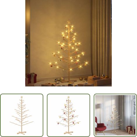 Décoration de Noël -  Arbre de Noël en bois Naturel 150 cm Bois massif en pin (1/5)