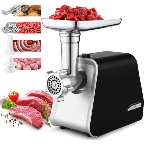 Electric Mincer 2000W - Minced Meat Machine Multifunctional Sausage Machine with Sausage Pusher, 3 Discs, Kibbe (1/5)