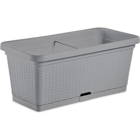 STEFANPLAST Blumenkasten NATURAL - 66 L - 80x40x34h cm - Grau Stein