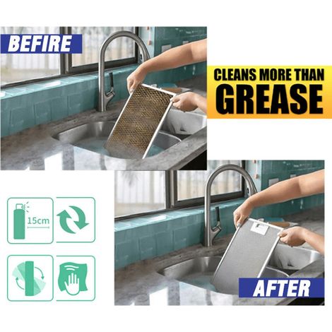 Spray dégraissant et nettoyant super concentré pour cuisine et salle de bain. Émulsionne efficacement la graisse et la saleté au contact. (1/5)
