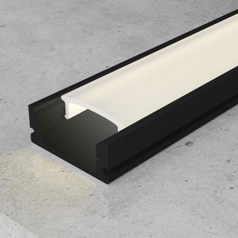 IluminaShop - Perfil de Aluminio U Superficie Sid Lacado Negro 12V/24V 2 metros (1/3)