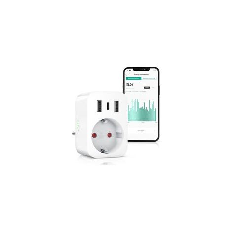 Prise intelligente Wi-Fi avec USB-Smart Life - Mesure du courant-Chargeur USB - Télécommande WiFi via l'application Smart Life-Commande vocale Alexa Google Home-Appareil de mesure des coûts d'énergie (1/5)