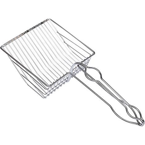 Pelle à litière pour chat en acier inoxydable – mailles fines, design ergonomique et facile à nettoyer – couleur argent (1/5)