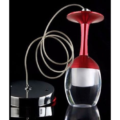 TRADE SHOP - Pendente Lampada Lampadario Calice Rosso A Soffitto Luce Led Portalampada Moderno -