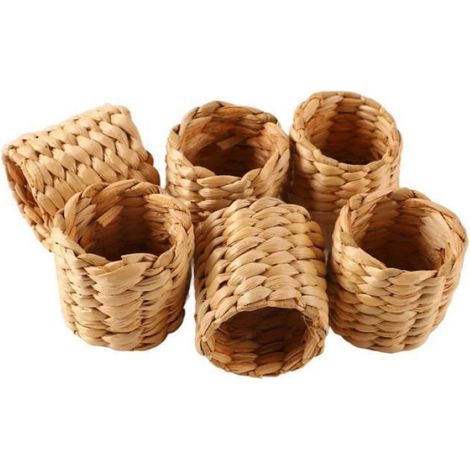 Rond de serviette tissé - - 6 pièces - Style rustique - Coque de maïs - Durable (1/4)