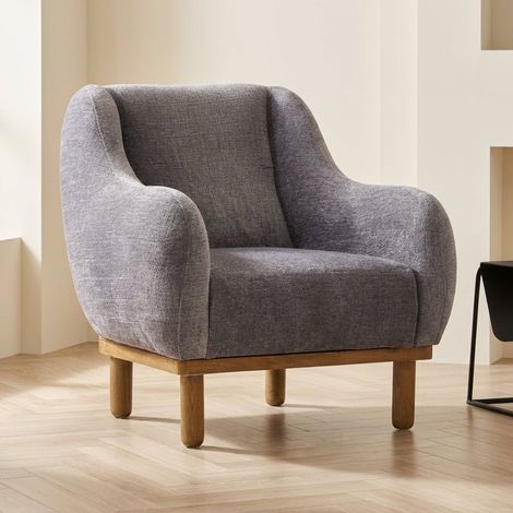 Skandinavischer Sessel Grauer Chenille-Mischstoff Rens