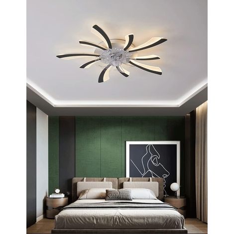 Ventilateur Plafond avec Lumière LED Silencieux (Noir, Pissenlit 7813CM) Contrôle par APP Télécommande, 3 Couleurs de Lumière, Ventilation à 3 Vitesses, Fonction Minuterie (1/5)