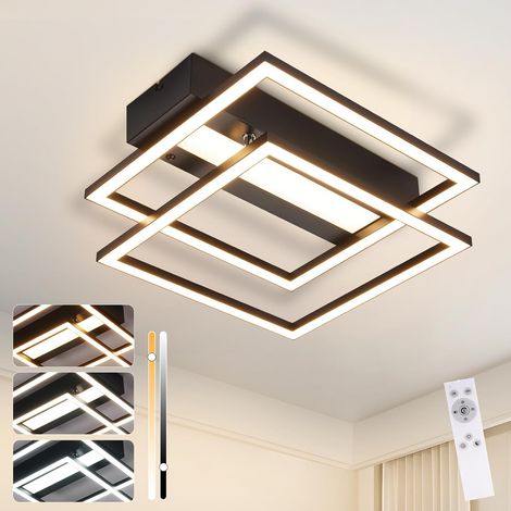 GBLY Lámpara de techo LED  - Lámpara de cocina regulable de 42 W - Lámpara de dormitorio negra con control remoto - Diseño moderno - Lámpara de pasillo - Lámparas de techo cuadradas para sala de estar (1/5)