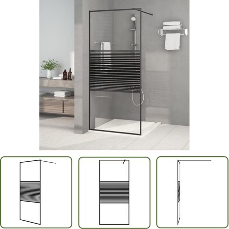 The Living Store Paroi de douche Noir 90x195 cm Verre ESG transparent - Mur De Douche - Paroi De Douche - Douche - Cabines De Douche - Salle De Bain (1/5)