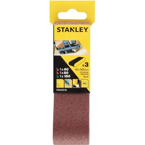 3 BANDAS DE LIJA. 40 X 305 MM. GRANO SURTIDO. - STANLEY BLACK & DECK
