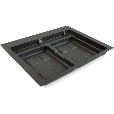 Emuca Base para contenedores de cajón cocina Recycle, 2 huecos, módulo 600mm, Plástico gris antracita (1/5)