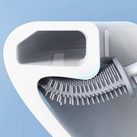 Brosse WC plate en silicone avec support, collection Maison, blanche-AquaForge (1/5)