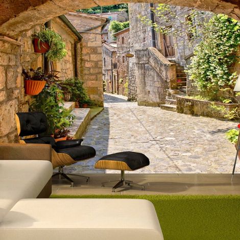 Papier peint ruelle provinciale en toscane - 200 x 140 cm (1/4)