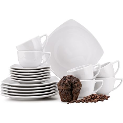 KONSIMO CARLINA Kaffeeset Teeservice 18-tlg 6 Personen Porzellan, weiß (1/5)