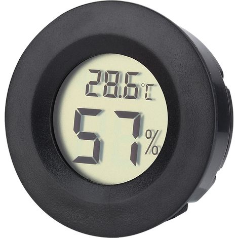 Hygromètre numérique Hilitand pour cave à cigares, thermomètre rond noir, cadran lisible, humidimètre de précision, lot en stock (1/5)