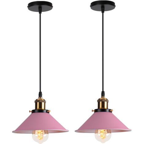 royaluxe- (2PCS) Lampe À Suspension Rétro Lustre Vintage Rose Ø22CM Plafonnier Industriel Lampes Suspendues Modernes Pour Restaurant Loft Cuisine Café E27 (1/5)