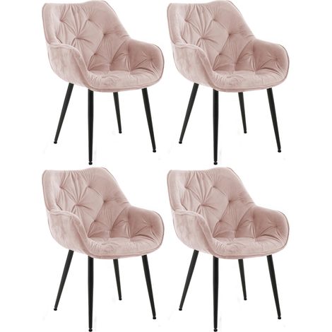 Set di 4 poltroncine Tanna in velluto rosa
