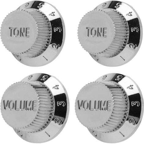 4 Boutons Potentiomètres Argentés pour Guitare Basse, Contrôles de Volume et de Ton, Design Durable et Finition Premium (1/5)