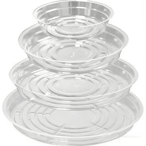 Lot de 20 soucoupes pour Plantes (15/20/25/30 cm) – Bacs d'égouttage en Plastique Transparent pour jardinières d'intérieur et d'extérieur (1/5)