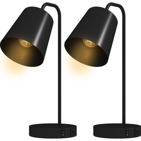 Ensemble de lampes à vaisselle, 2 pièces, lampes modernes avec prise USB-A et USB-C pour armoires, armoires et bureaux, noir (1/5)