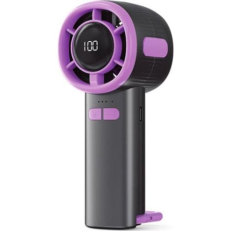 Mini Ventilateur de Poche Portable USB, Petit Ventilateur à Main et Bureau avec Base, 3 Vitesses Idée Cadeau Gris (1/5)