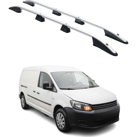 OMAC Barres de Toit longitudinales pour VW Caddy 2010-2015 L2 Long Aluminium Gris (1/5)