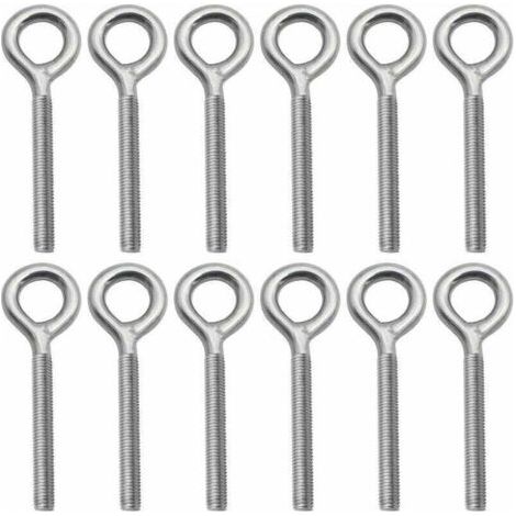 Set mit 12 Ringschrauben aus Edelstahl 304 zur Befestigung an Spielgeräten im Außenbereich wie Schaukeln (1/4)