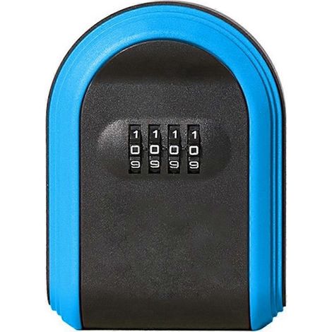 Coffre-fort à clés étanche à combinaison 4 chiffres, noir et bleu-- (1/5)