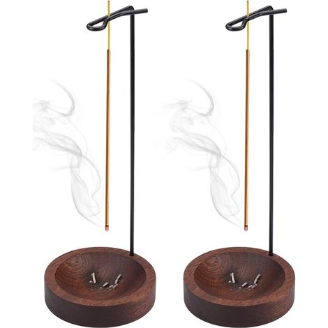 2-Piece Inverted Incense Holder with Metal Stand and Wooden Base (1/5)
