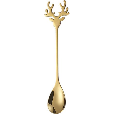 Cuillère À Café En Acier Inoxydable Forme Tête De Cerf - Pour Café Thé Cocktail - Décoration De Table De Noël - Lot De 1 (1/5)