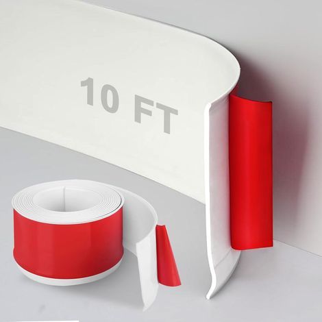 Plinthe flexible autocollante en vinyle, 10 cm x 3 m, moulure de finition murale en caoutchouc, facile à poser (blanc) (1/5)