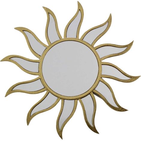 Specchio da parete sole grande in resina dorata moderno 36 cm (1/5)