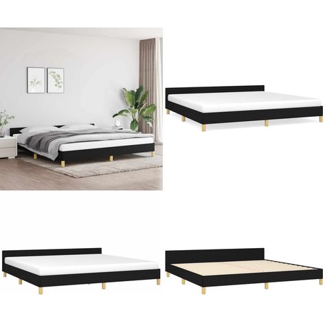 Bettgestell ohne Matratze Schwarz 200x200 cm Stoff - Bettesrahmen - Doppelbett - Boxspringbetten - Lattenrost - Kopfteil - Home & Living (1/5)