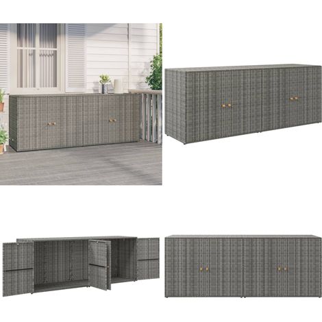 Armoire de rangement jardin Gris 198x55,5x80 cm Résine tressée - Meuble De Jardin - Armoire De Rangement Extérieur - Abri De Jardin - Rangement Extérieur - Meuble En Résine Tressée - Home & Living