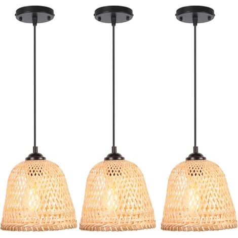 Lampe Suspension - - Vintage - Bambou - 3 Ampoules - 60W E27 (1/5)