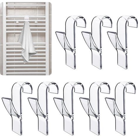 CCYKXA Pieces Radiator Towel Hooks, Household Plastic Towel Hooks, Transparent Black Bathroom Towel Hook Accessories for Electric Towel Rails