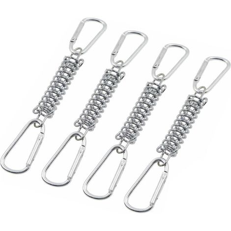 Boucle Ressort Tension Fixation Store - Voile D'ombrage Fixations Accessoires en Acier Inoxydable avec 4 Ressorts HéLicoïdaux 8 Mousquetons pour Tentes Auvents Camping, 4 Pcs.. (1/4)