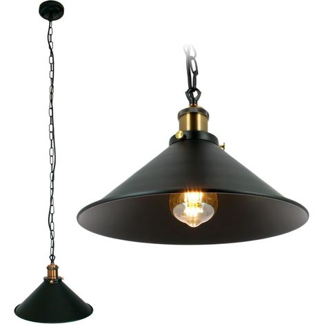 Suspension Industrielle Vintage E27 métal Noir et Cuivre (Ø 26cm) (1/5)