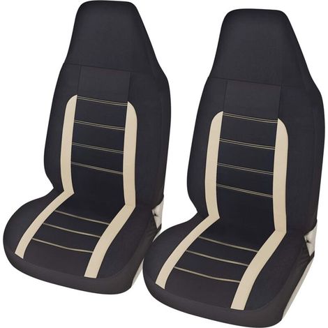 Housses de Siège de Voiture Avant Universelles, Ensemble de Housses Siège Auto Universel, Accessoire Voiture Tuning, Beige (1/5)