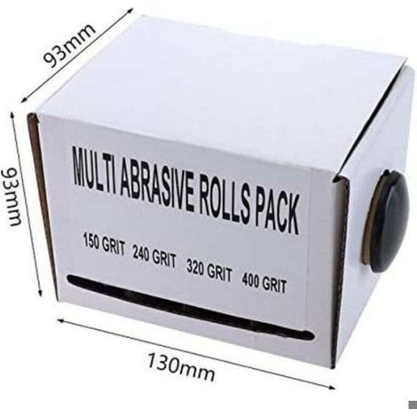 Papier Abrasif - Rouleau 25 mm x 6 m - Grains 150 240 320 400 - Distributeur Inclus - 4 Pièces (1/4)