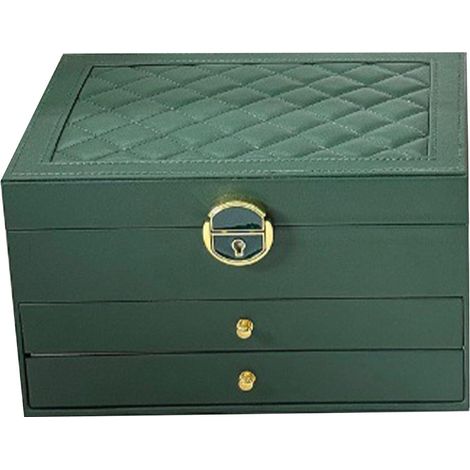 PU leather jewelry box, 3-layer storage organizer, 23 x 17 x 13.5 cm, for rings, earrings, necklaces and bracelets (1/5)