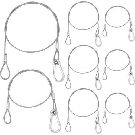 8 pièces 2 Tailles Câbles de Sécurité pour Lumières de Scène 600780mm 304 câble de Sécurité en Acier Inoxydable Câble de Sécurité Robuste pour Éclairage de Scène par Lumière Tête (1/5)
