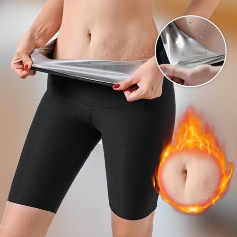 Shorts De Sudation Haute Taille - Pour Femme - En Spandex - Pour Course À Pied Et Activités Sportives - Taille M Ou L (1/5)