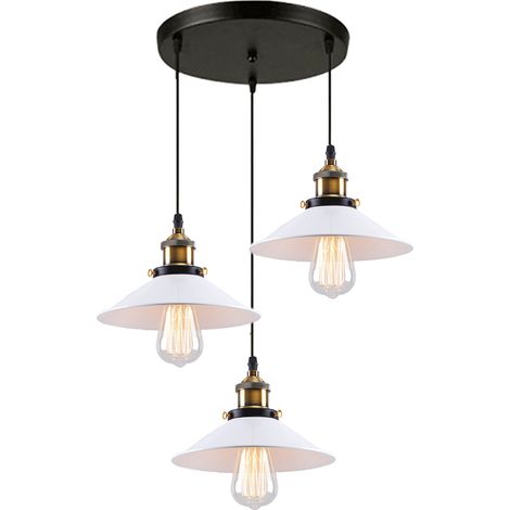 3 Lichter Pendelleuchte Industrial Eisen Regenschirm Lampenschirm E27 Hängeleuchte für Esstisch Küche Bars Bauernhaus  - Ohne Birne