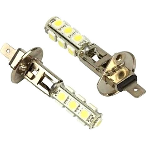 2 pièces Voiture H1 13 SMD 5050 LED tête Blanche antibrouillard Phare Ampoule de Lampe 12V, Phare d'automobile Lampe de Direction Signal de Frein feu arrière de recul (Blanc)