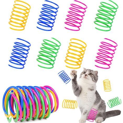 120 Pcs Cat Spring Toys - Plastic Interactive Spools for Indoor Cats, Colorful Spiral Springs for Typing, Bite, Hunting - Active Healthy Kitten Toys (1/5)