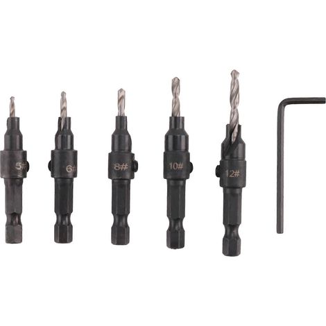 Ensemble de 5 outils d'ouverture de trous pour le travail du bois, vis hexagonales (1/5)