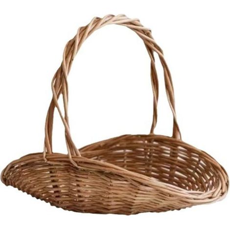 Cestino da mano in vimini e rattan, cestino da picnic in materiale legnoso, per verdure da giardino, picnic, organizzazione e decorazioni per la casa (Marrone30x24 cm)
