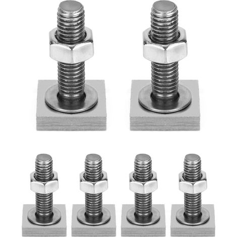 6 Pièces Adaptateur T-Track, Vis Coulissantes M6 en Acier Inoxydable, Fixation Coffre De Toit, Porte-Bagages De Toit 20 X 20 MM (1/5)